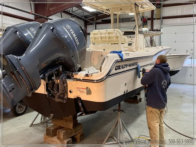 Boat being buffed and detailed