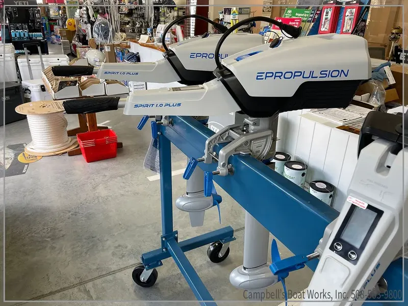ePropulsion electric outboard on display stand